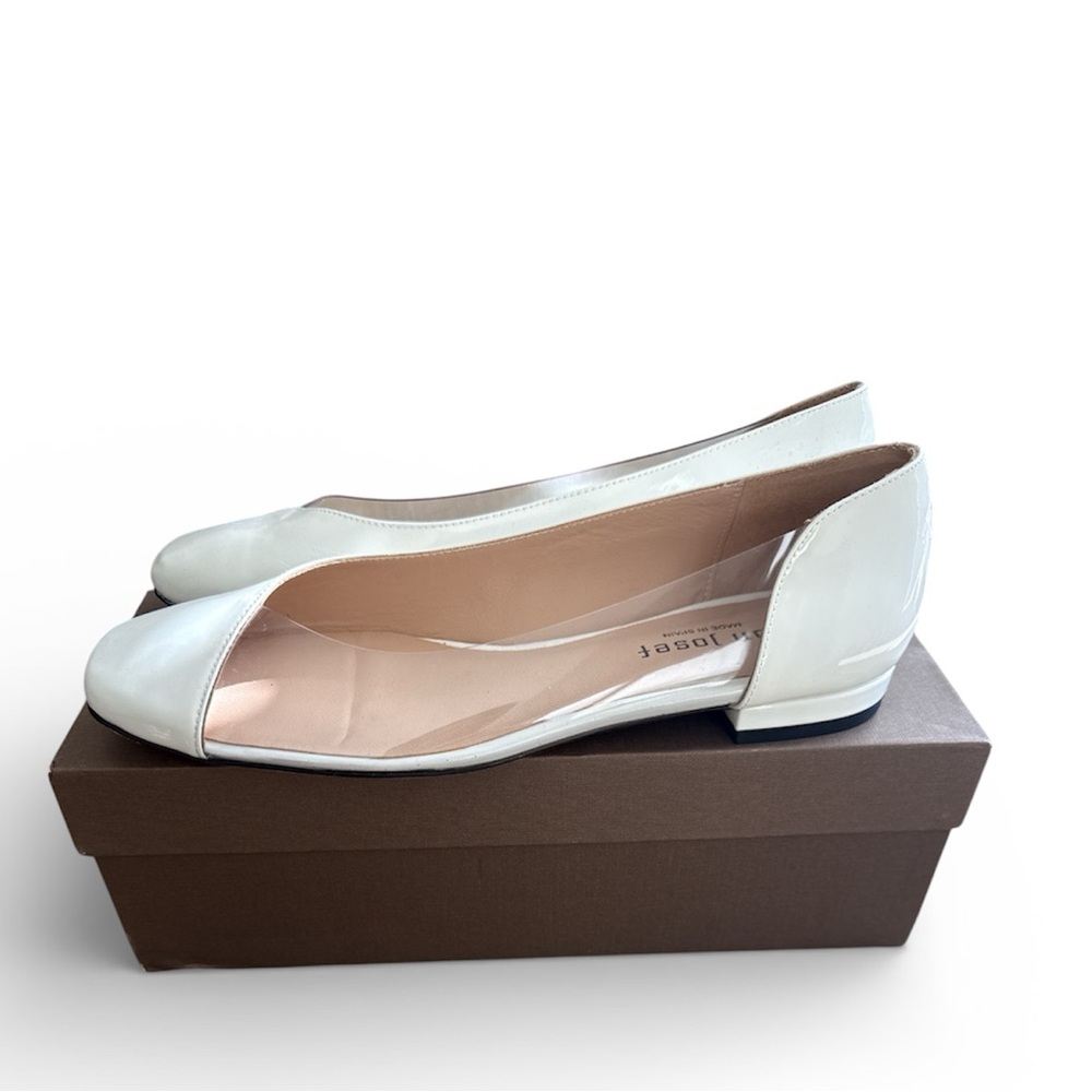 NEW NWT Anthropologie Jon Josef white patent leather loafers flats size 8.5